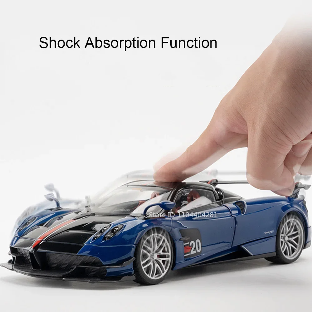 1:18 Pagani Huayra Mustang GT500, модель из сплава, миниатюрные игрушки, литые под давлением двери автомобиля, открытый звук, свет, откатные автомобили, праздничные подарки