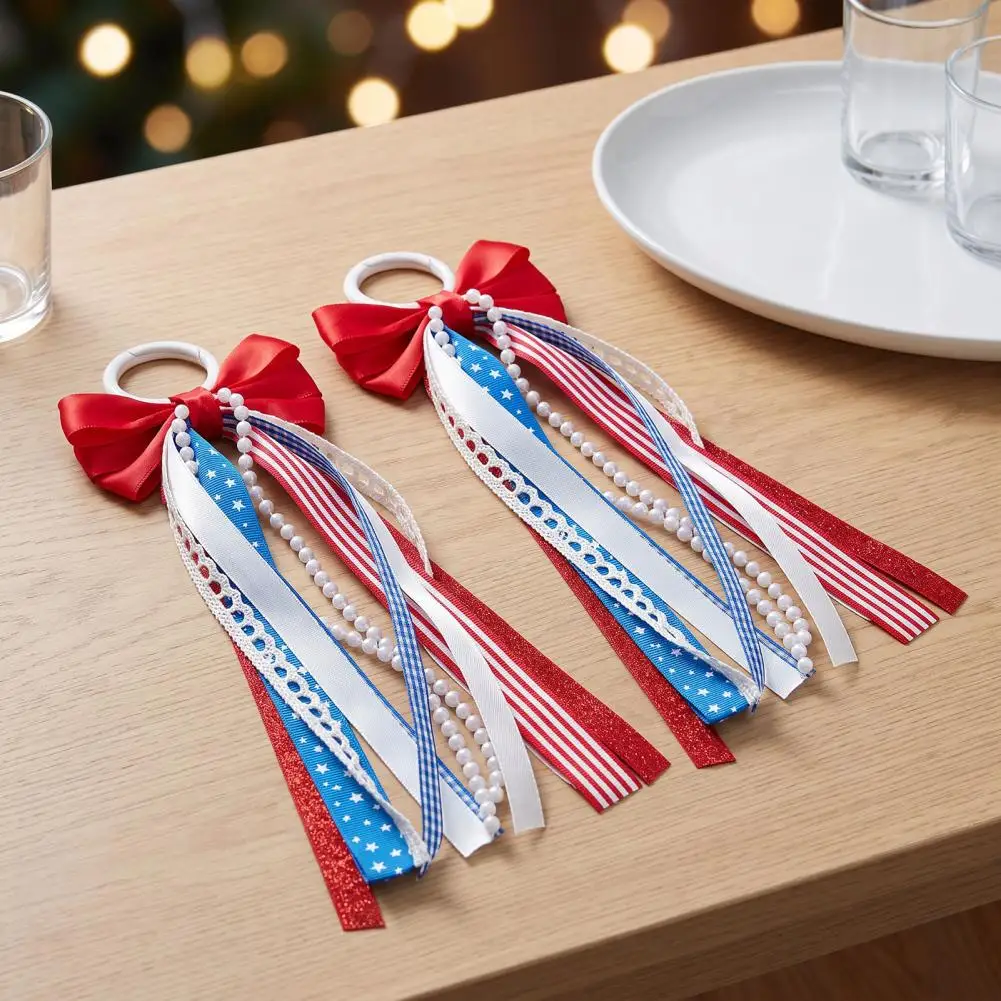 Sweet Style Ribbon Ornaments Boot Charms for Women Patriotic Ribbon Bow Boot Charms with Lace Plaid Striped Cowboy Boot