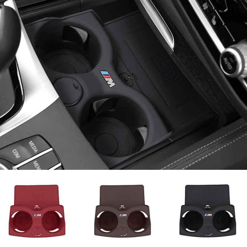 Silicone Car Cup Holder Coasters Central Control Wireless Charging Pad For BMW 3 5 Series G30 G32 6GT X3 X4 ix3 G01 G02 G22 G20