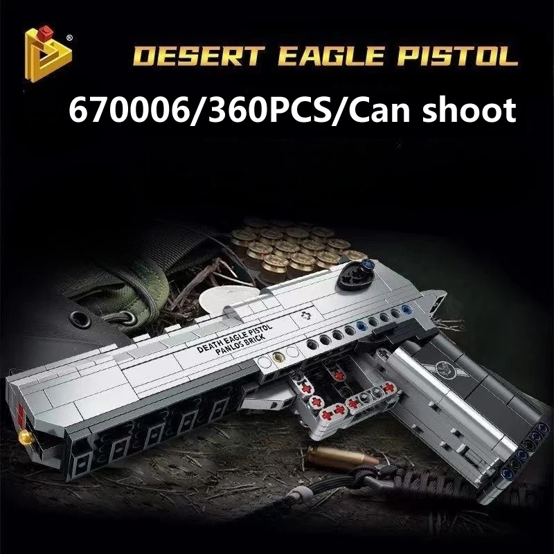 

Конструктор Военная серия Panlos Desert Eagle, пистолет, 2 мировая война, солдатское оружие, кирпичи, модель детских игрушек, 360 шт.