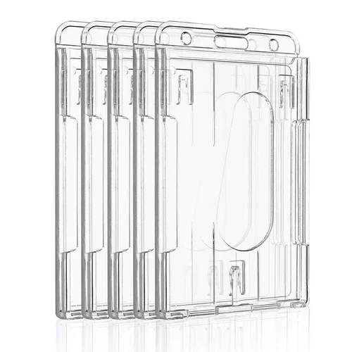 Imagen 1 del producto 5 piezas de tarjetero de plástico transparente de una sola tarjeta, Material PS, tarjeta de identificación dura Vertical, a prueba de polvo y fácil de llevar, Kpop