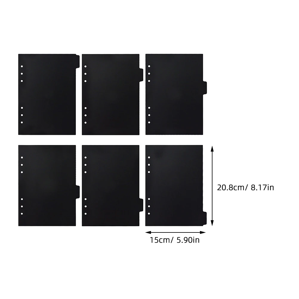 

6pcs A5 Binder Dividers Plastic Page Markers Detachable Tabs Pp Material For Notebooks Journals Reports Office School