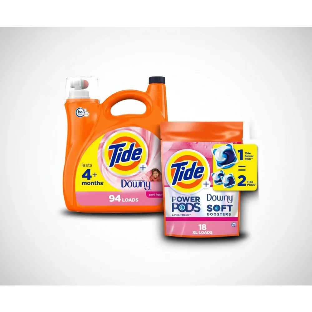 

Fresh Scent Laundry Detergent Bundle: HE Compatible Liquid Soap & Softening Pods for Family Use