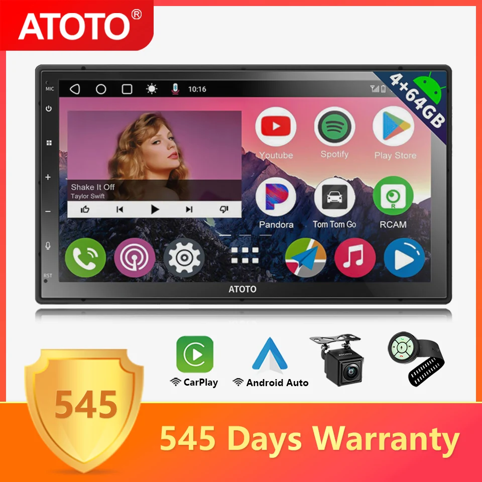 ATOTO A6 PP 7 inch Android Car Stereo Double 2 Din 8 Core 4GB Radio with Bluetooth GPS Apple Carplay Android Auto Screen 2Din