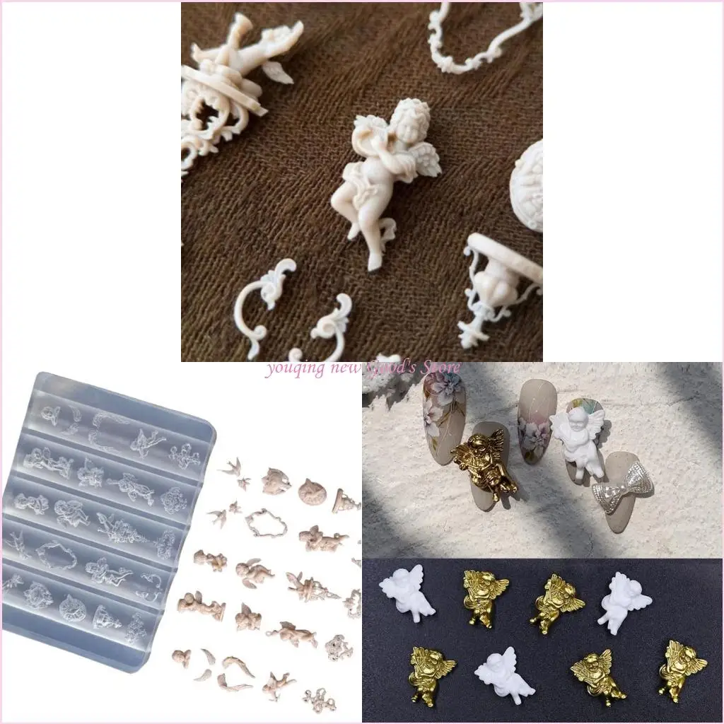 

57QA Reusable Silicone Baroque Angel Mold Nails Styling Mold for Crafting Detailed Decorations in Art and Jewelry Making