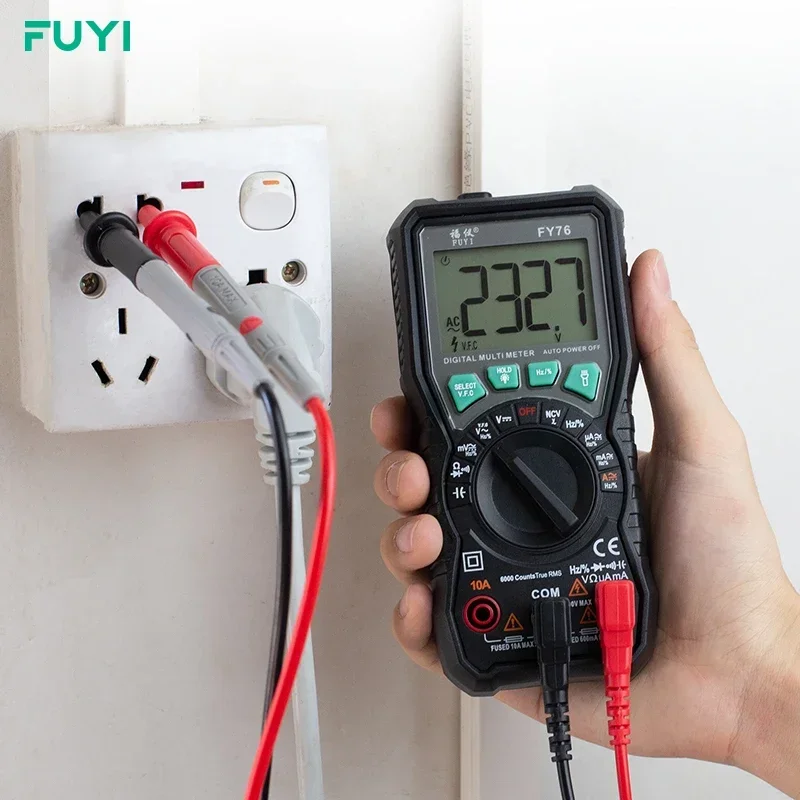 Mastfuyi Fy76 Professionele Digitale Multimeter 6000 Telt Echte Rms Auto Ac/Dc Stroomspanningstester Ohm Capaciteit Hz Ncv-Test