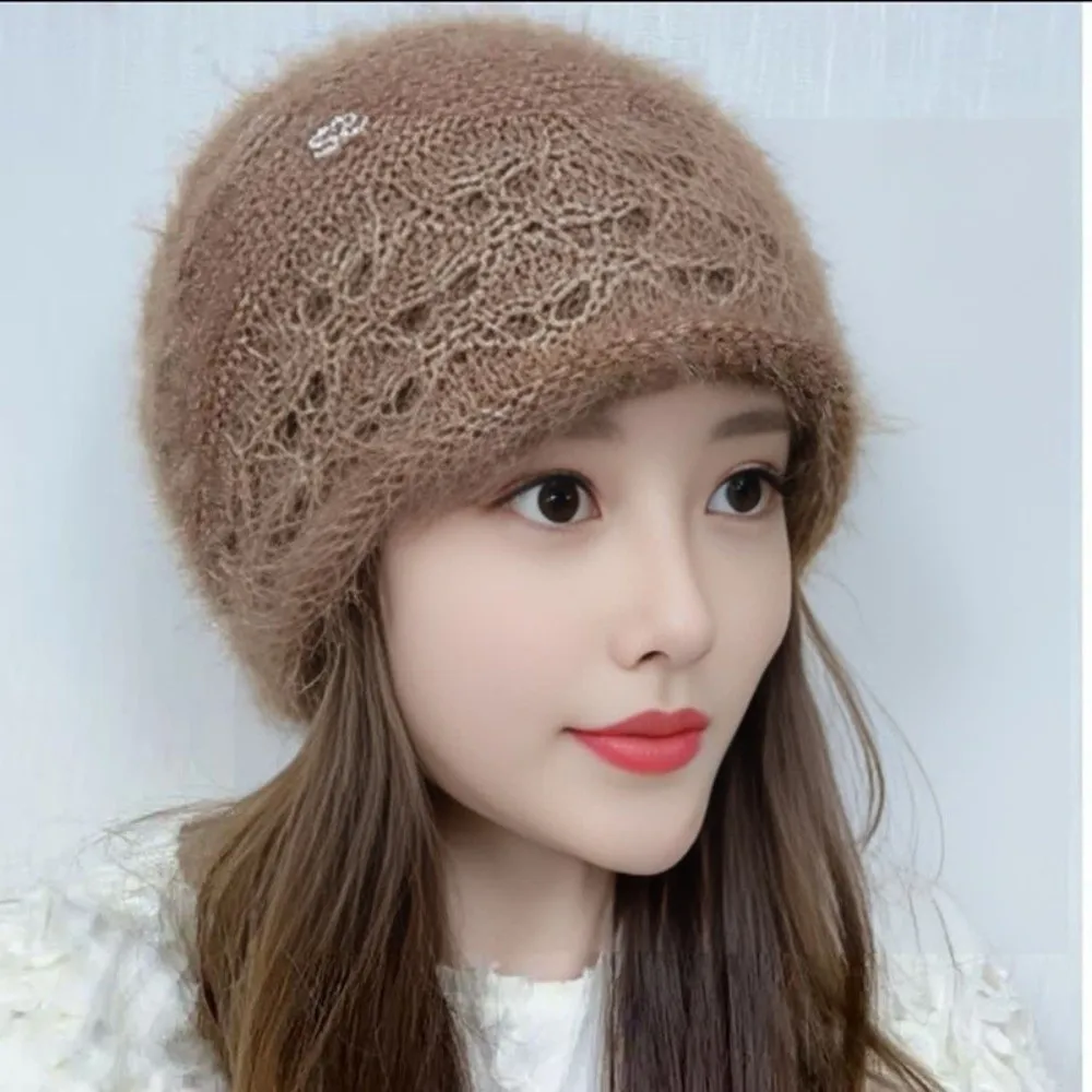 

New Windproof Knitted Hat Cold Proof Double Side Ear Protection Cap Thickned Keep Warm Pullover Hat Women