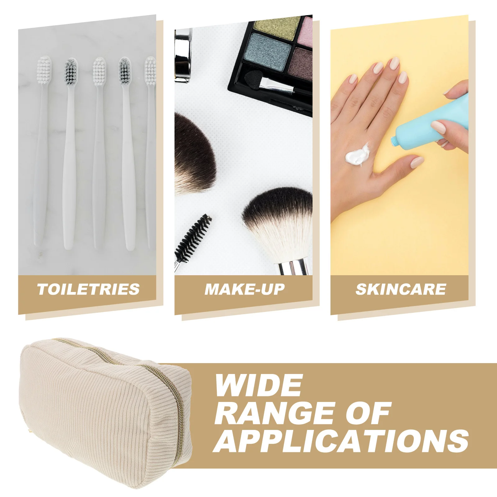 

Travel Bag Large Capacity Portable Makeup Pouch Corduroy Multifunction Toiletry Organizer for Women Skincare Storage