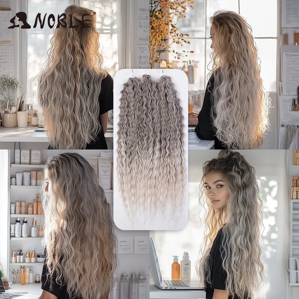 

Noble Wave Hair Crochet Braids Synthetic Hair 22 Inch Water Wave Crochet Hair Extensions Ombre Blonde Braid Hair Curly Hair