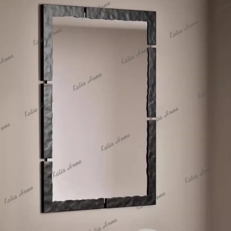 Creativity Art Design Bedroom Decoration Wall-Mounted Mirror Retro Style Hotel Bathroom Customization Black Wooden-Framed Mirror