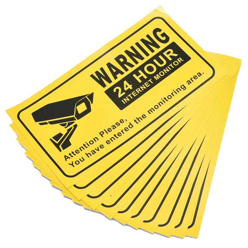 10Pcs Waterproof 27.9x15.2cm CCTV Security 24 Hour Video Surveillance Sign Camera Warning Car Stickers