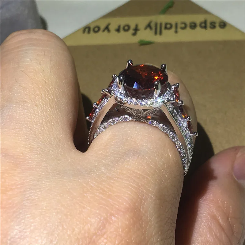 Handmade Lovers Lab Red Garnet Ring 925 Sterling Silver Wedding Band Rings for Women Men Engagement Promise Party Jewelry