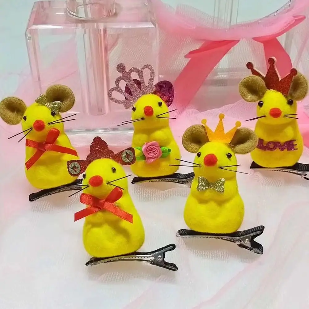 คลิปหนีบผมรูปเป็ด3D รูปสัตว์ผ้ากำมะหยี่ขนเป็ดสีเหลืองขนาดเล็กมีตะขอเกี่ยวผมรูปการ์ตูนน่ารักฤดูใบไม้ผลิจำนวน10ชิ้น