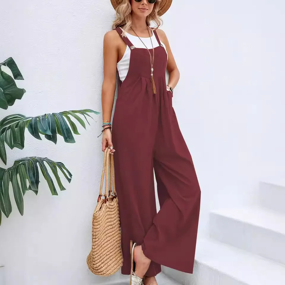 Vrouwen Loose Fit Fashion Overalls Wijde Pijpen Baggy Bib Overalls Jumpsuit Tuinbroek Zomer Jumpsuit Casual Elegante Overalls
