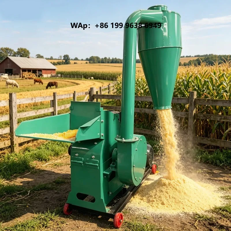 Hammer Mill 1 Ton/H High Output Corn Grinder with Hammers Grain Crusher for Soybeans Wheat Essentials for the Farm