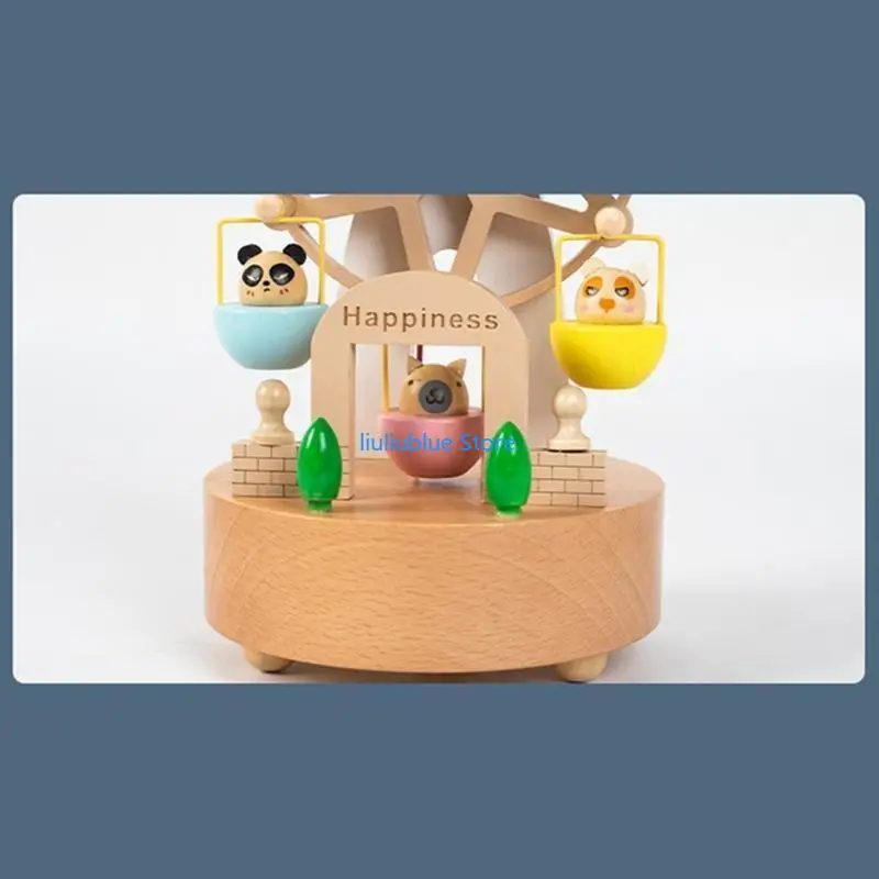 

Wooden Ferris Wheel Music Box Wind Up Windmill Music Box Ferris Wheel Carousel 62CF