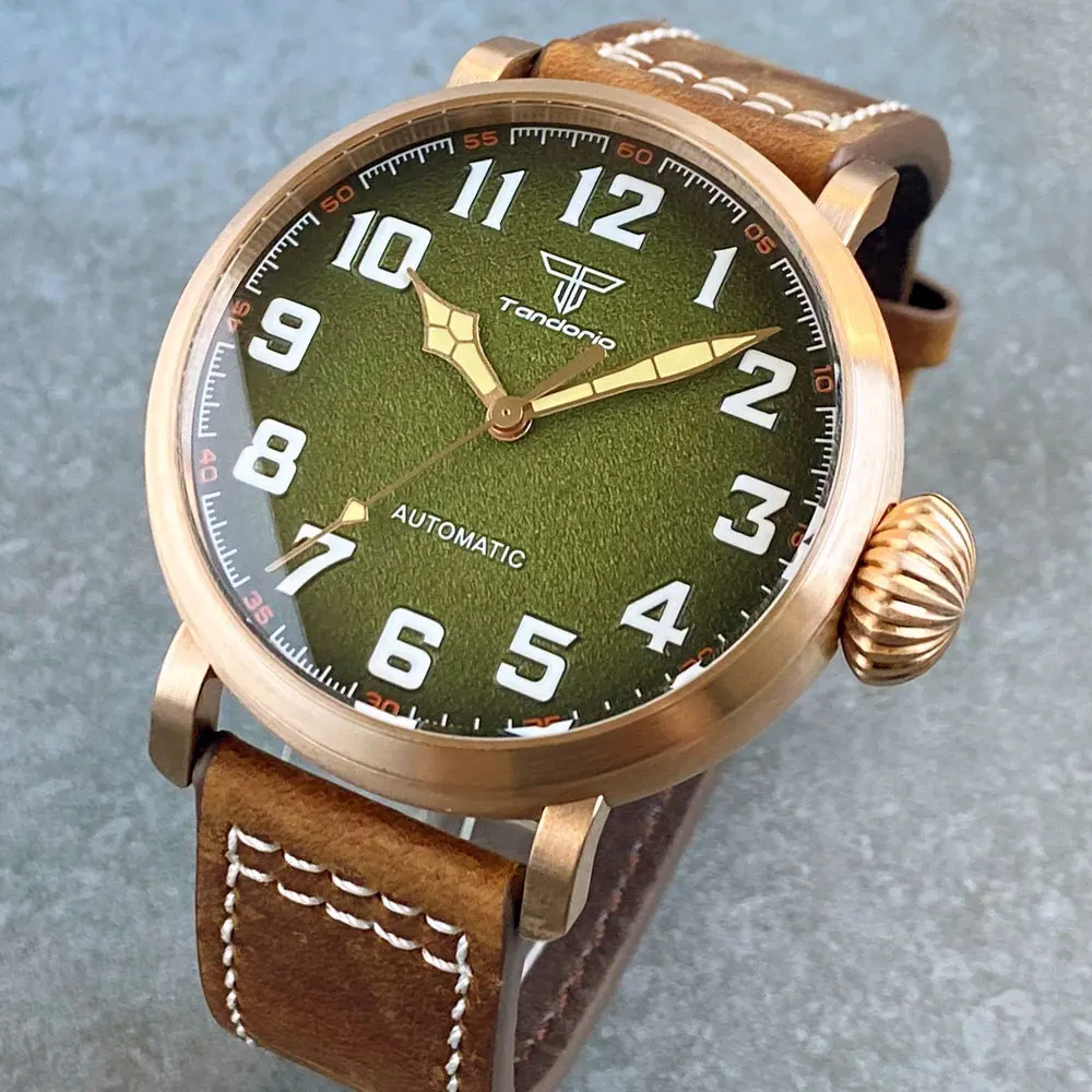 47MM Cusn8 Real Bronze Japan NH35A Automatic Watch for Men Vintage Pilot Waterproof 10Bar Diver Clock Sapphire Lume