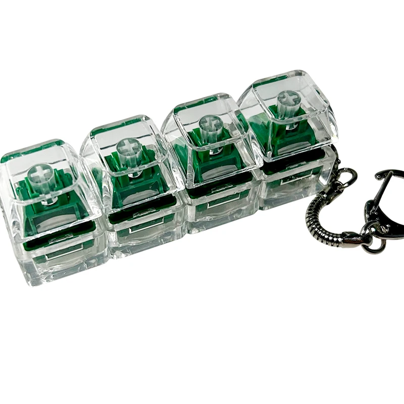 LED Keyboard Key Chain Toy 4 Keys Mechanical Keyboard Axis Tester Button Keycap Finger Keyboard Cap Toy Decompression Press Tool