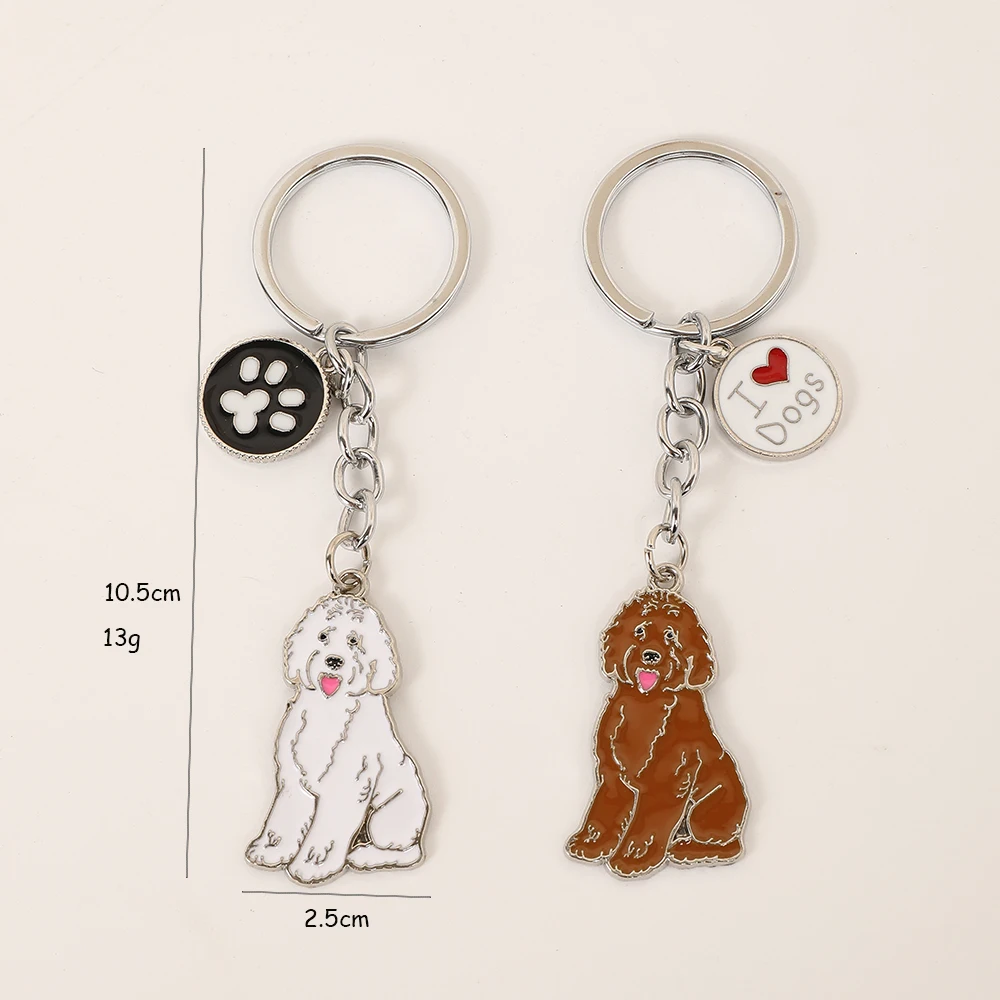 1PCS Cute Animal Keychains Lovely Poodle Teddy Dog Keyring Car Decor Hanging Pendant for Pet Dog Lovers Gifts