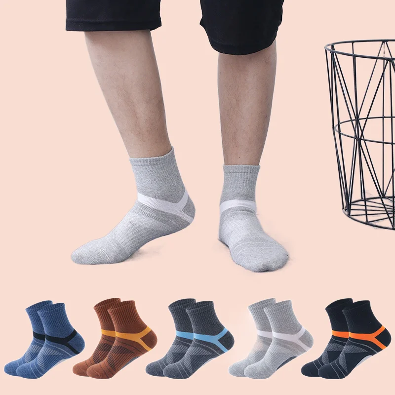 Meias longas de algodão respirável masculino, respirável Active Stripe Socks, qualidade superior, novo, 5 pares