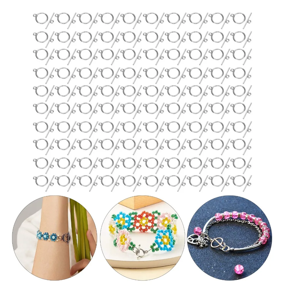 

100PCS Jewelry Accessories Alloy Toggle Clasps 2mm Round Bracelet Clasps Jewelry Clasps DIY Crafts