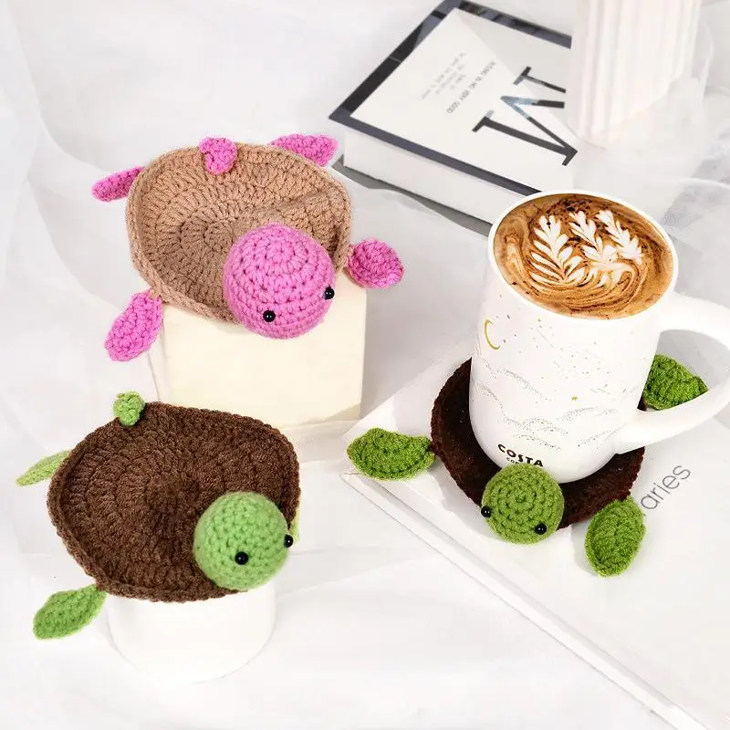 Handmade Crochet Turtle Coaster, Fun Animal Mug Rug, Creative Knitting Housewarming Gift, Home Decor, Gift For Daughter, Mom
