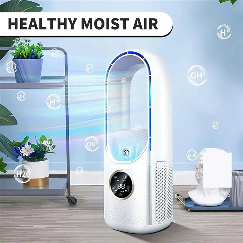 Electric USB Multifunctional Leafless Fan Household Desktop Humidification Fan Timing Air Conditioning Fan