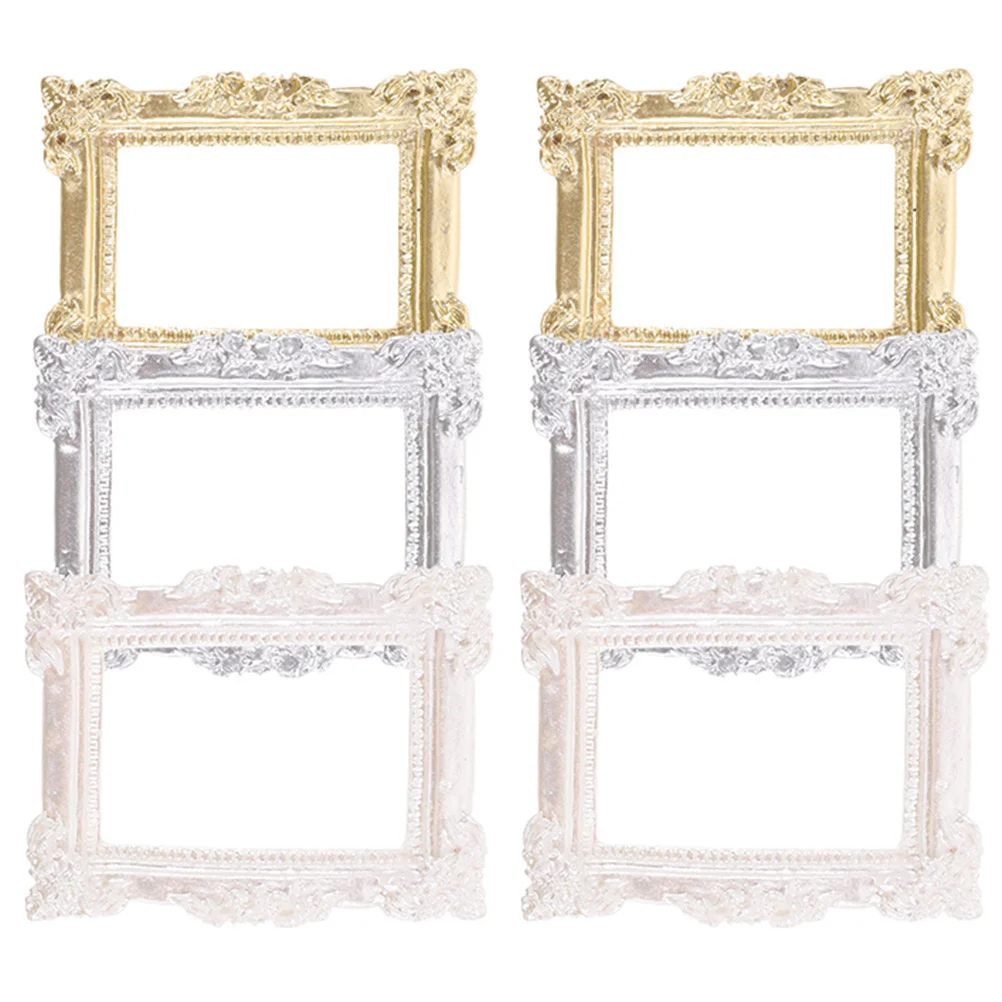 6Pcs Miniature Vintage Resin Photo Frames Retro Design DIY Craft Supplies Phone Case Decor Mini Small Photo Frames