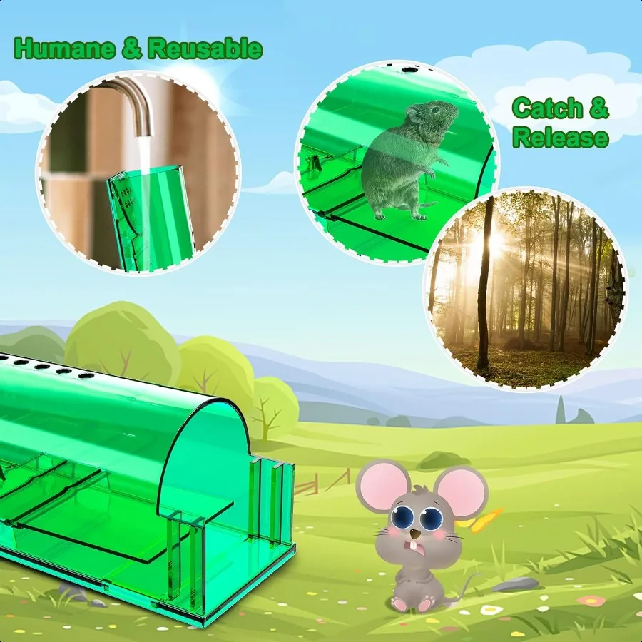 4 Pcs Humane Mouse Traps No Kill Live Mouse Trap Reusable Mice Trap Catch for House Outdoors