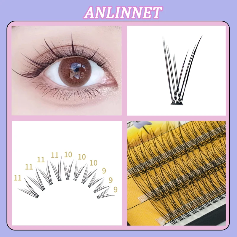 120pcs Premium Mink Individual Fishtail Eyelashes Extension Natural 3D Cluster Eyelashes Professional Makeup Flared Lashes