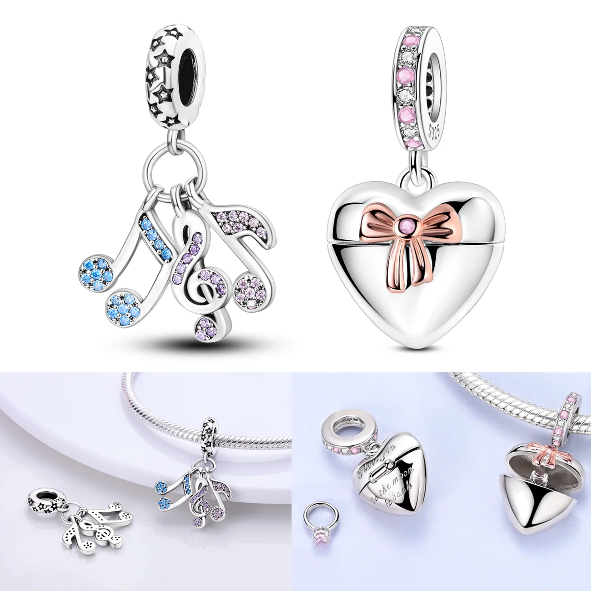 925 Sterling Silver Infinite Love Charms Bead Colorful Zirconium Notes Dangle Fit Original Bracelet DIY Women Jewelry