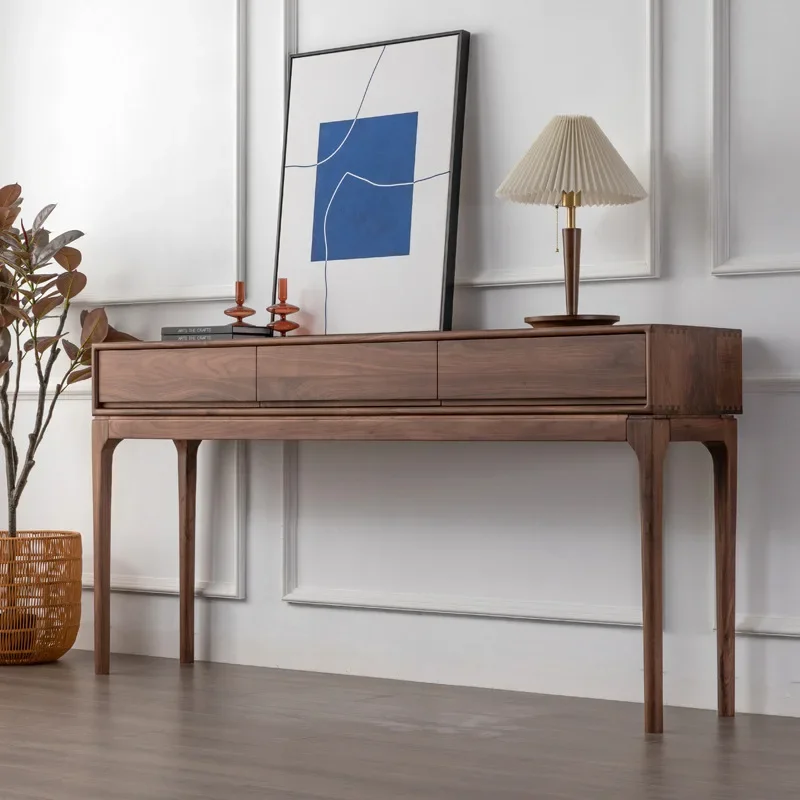 خزانة الشرفة المصنوعة من الخشب الصلب بالكامل من خشب الجوز الأسود في أمريكا الشمالية، وخزانة طويلة بسيطة