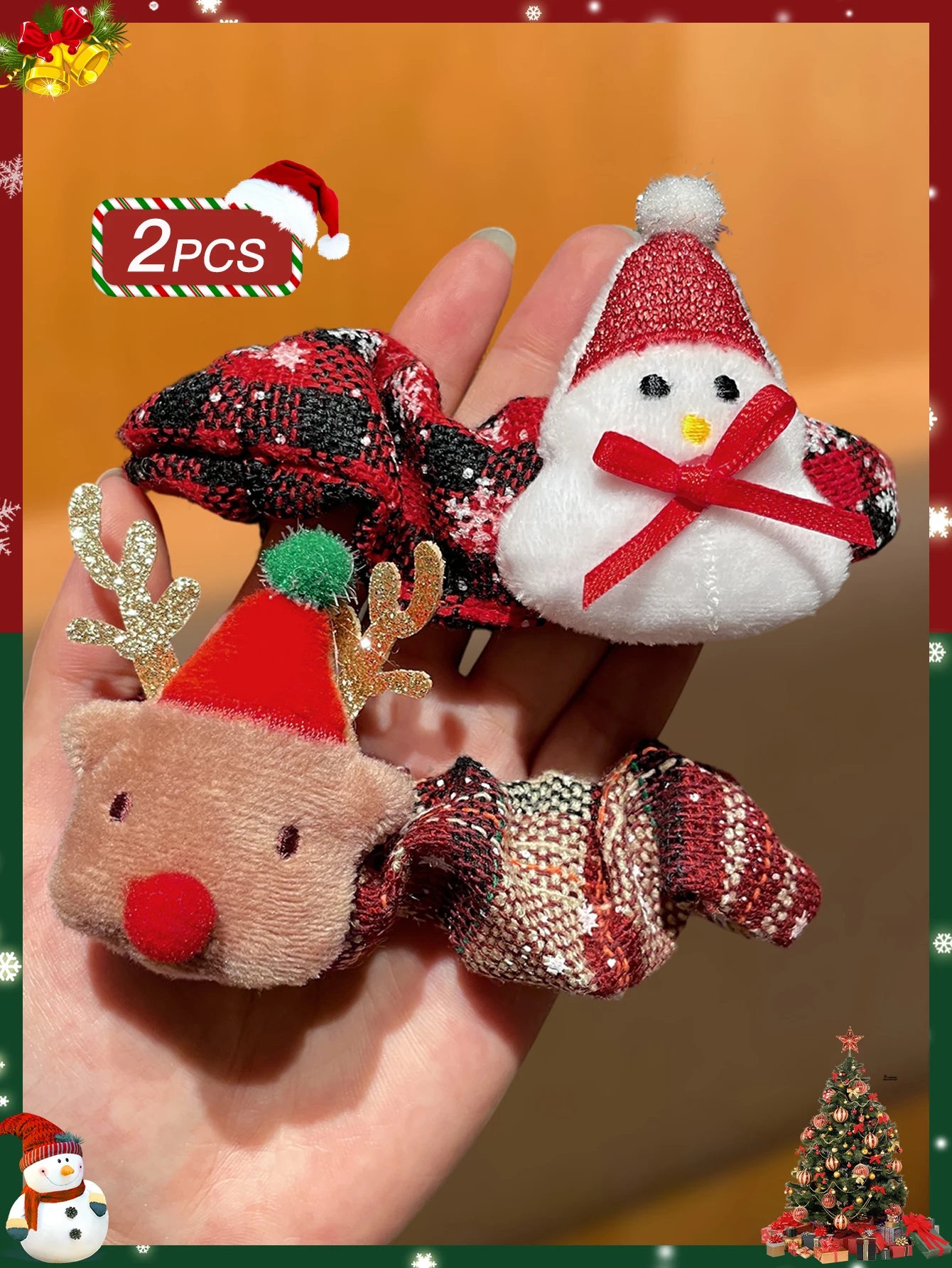 2 Stück Damen süße Weihnachten Haarschmuck Haarbänder Party Feier Rollenspiel Damen Haarschmuck Weihnachtsgeschenke