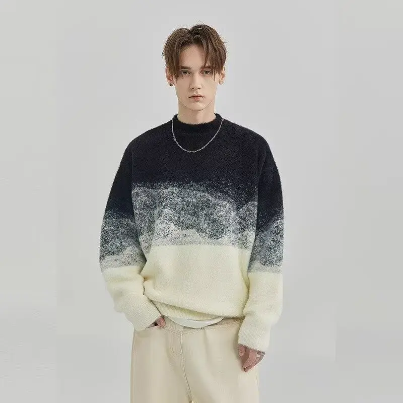 

Autumn Winter Thickened Loose Fit Cashmere Knitted Sweater round Neck Base Shirt for Women Fashionable Slimming Trendy Style