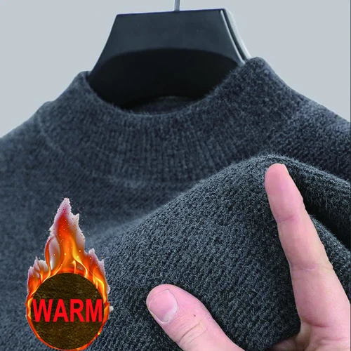 Imagen 1 del producto 100% suéter de cachemira de visón puro para hombre, jerséis con cuello redondo, suéter de punto de visón de talla grande, Tops de invierno para hombre, jerséis de manga larga 4XL