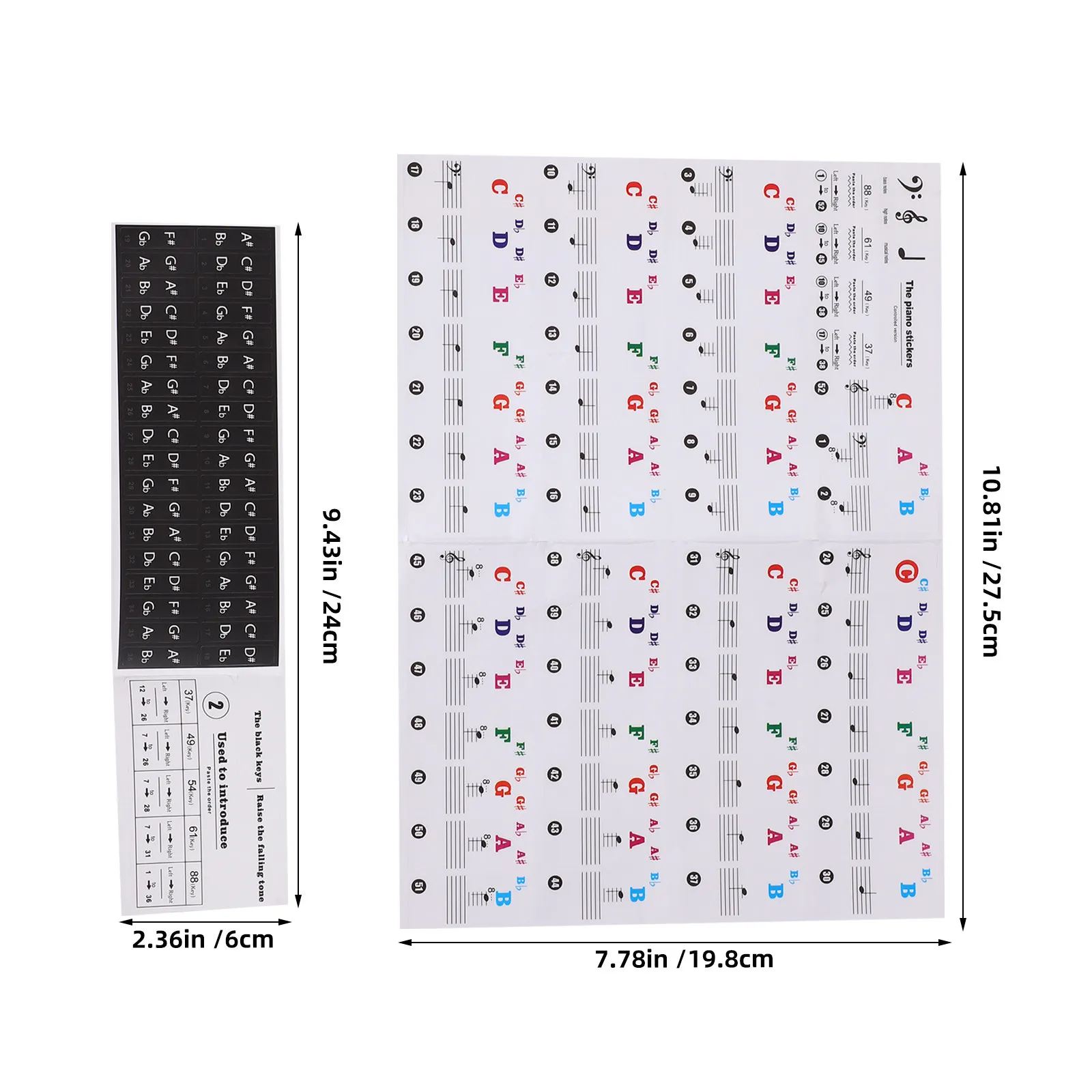 5Pcs Piano Keyboard Stickers Colorful Removable Note Labels Beginners Adults Music Learning Aid Keyboard Letters