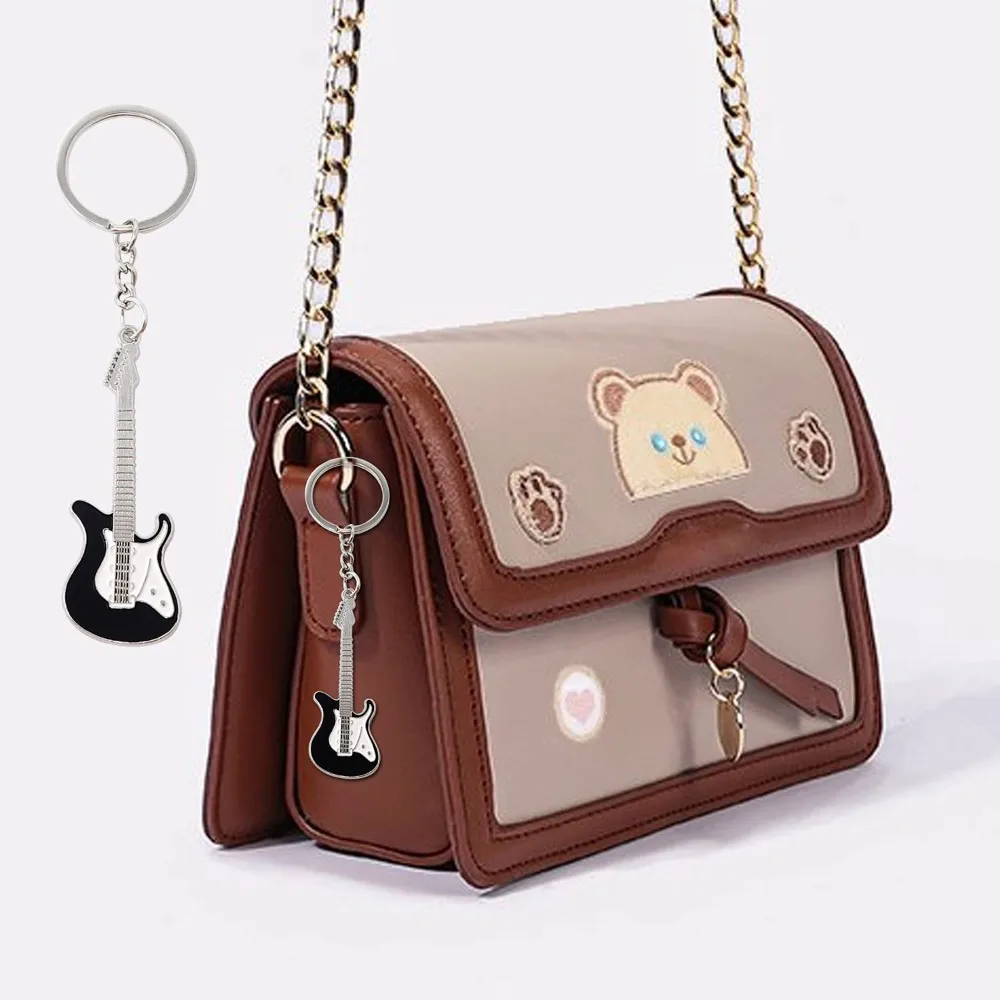

Simple Zinc Alloy Guitar Keychain Bass Portable Car Key Ring Musical Elements Music Lovers Gift Business Gifts