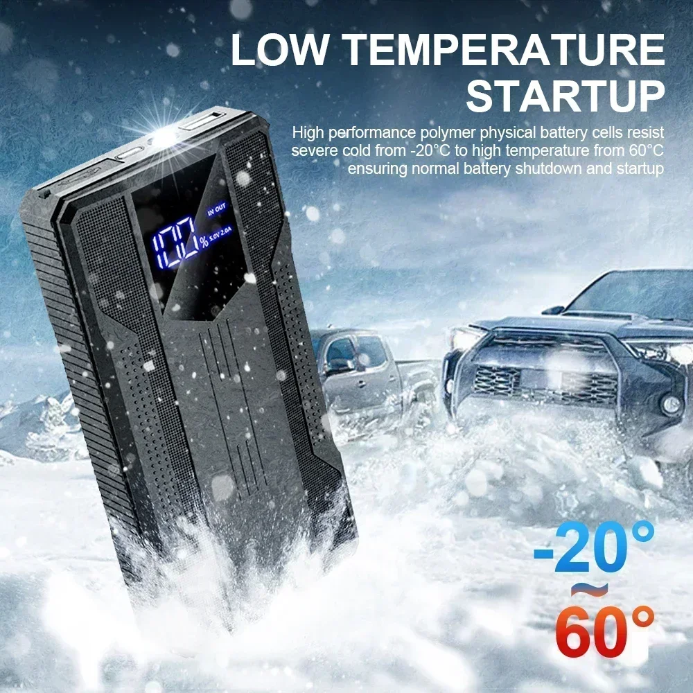 New 20000mah Car Jump Starter Power Bank Booster With Led Light Air Compressor Car Battery 12V Battery Charger Articles For Cars