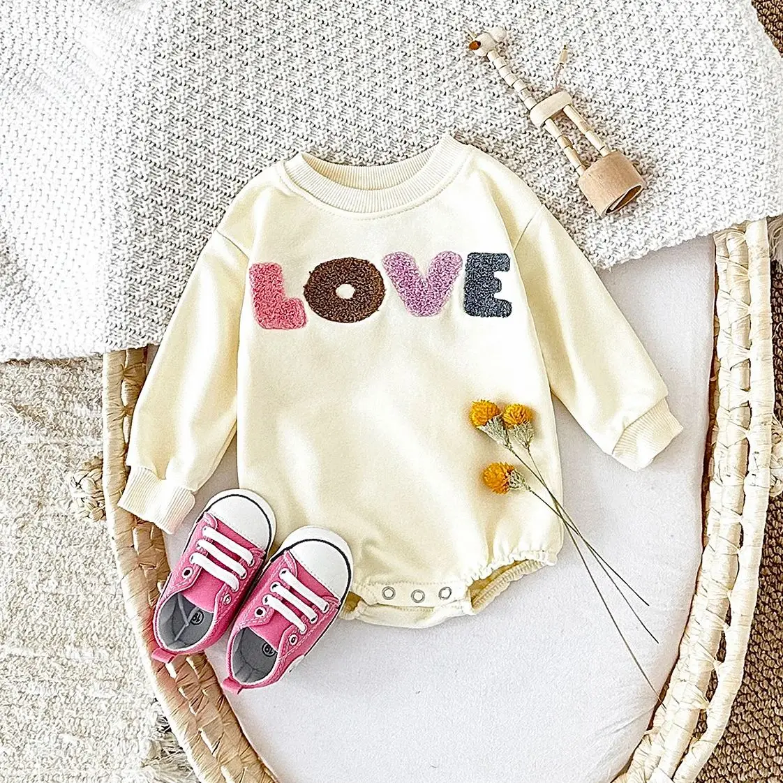 Baby Girl Clothes Infant Bubble Romper Cute LOVE Letter Embroidery Soft Cotton Jumpsuit Autumn Newborn Baby Boy Clothes Bodysuit