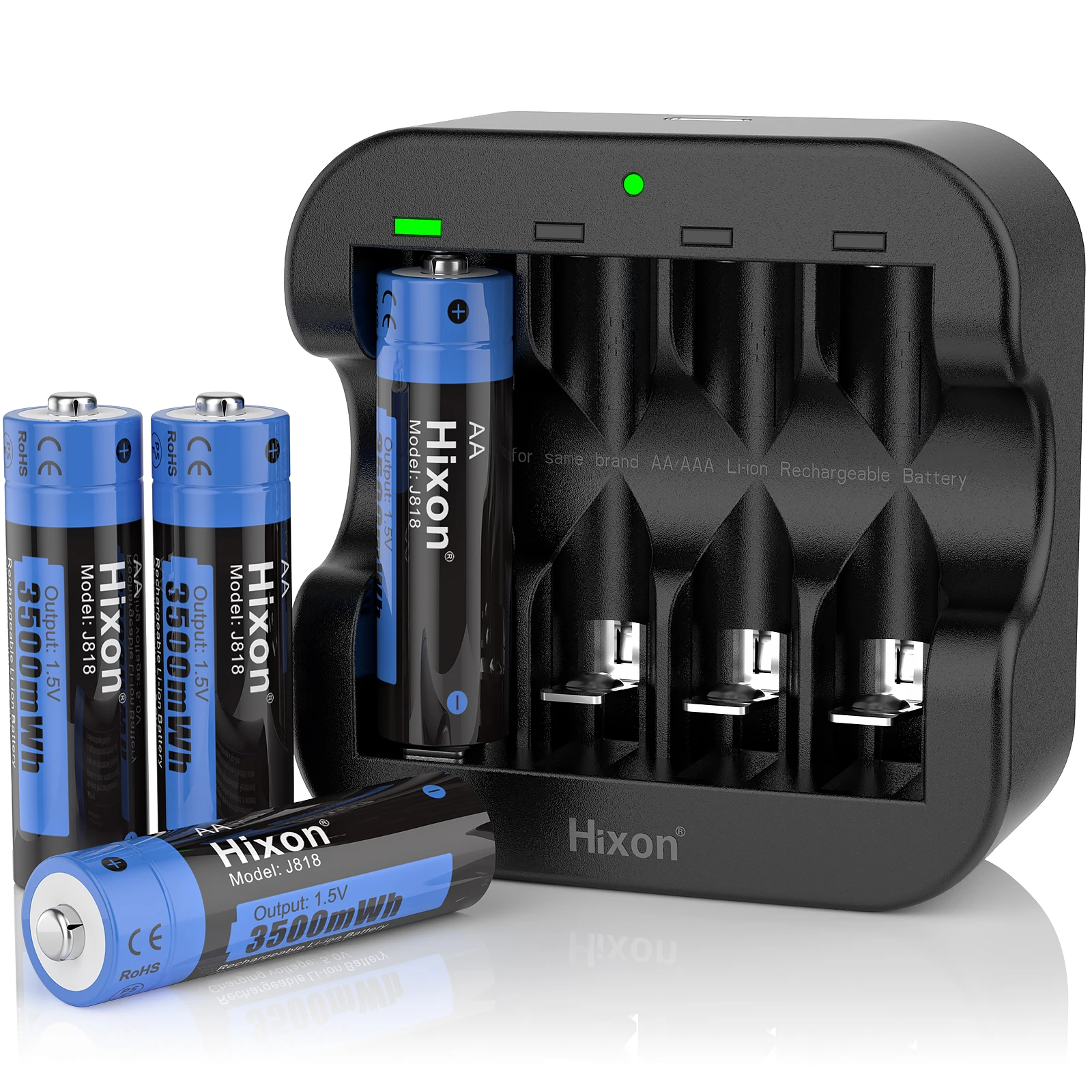 Hixon--4pc 3500mWh 1.5V AA Li-ion Rechargeable Battery 4 Slot Charger, For Mouse Battery Replacement Manufacturers Direct Sales,