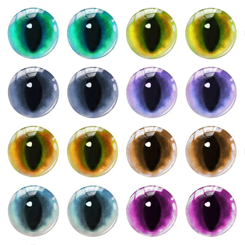 

Round Cartoon Pupils Ragdoll Toy Eyeball Colorful Eyes Doll Photo Glass Cabochon Flatback Demo Cameo For Diy Jewelry Making