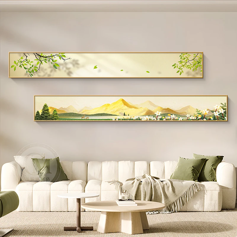 Simple Green Plant Hanging Painting with Backrests Painting Living Room Mural Poster Mural Decoration Painting Home Decoration