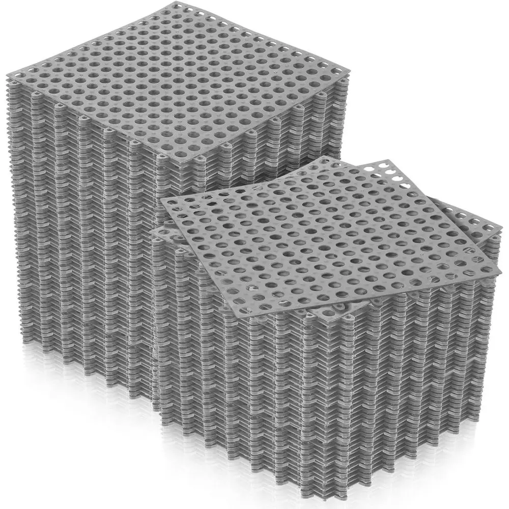 

Набор из 50 штук: напольные плитки с дренажными отверстиями 11,8 x 11,8 дюймов, нескользящие маты для террас, патио и зон у бассейнов (серые)