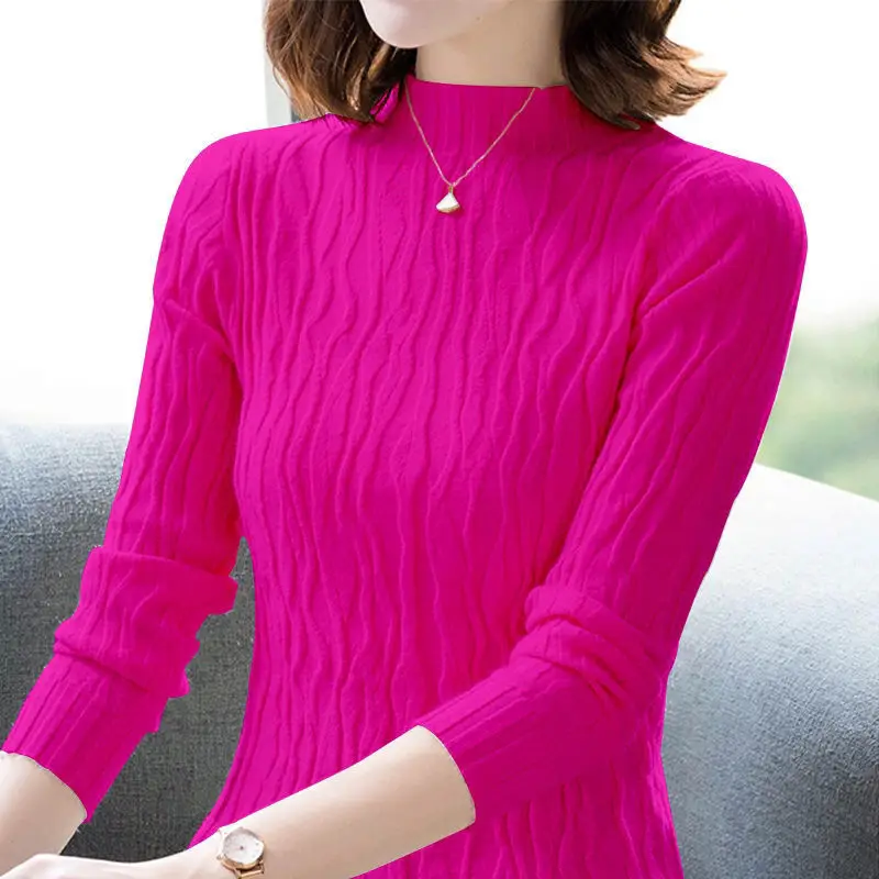 Fashion Turtleneck Knitted Solid Color All-match Sweater Women\'s Clothing 2022 Autumn New Casual Pullovers Loose Korean Tops