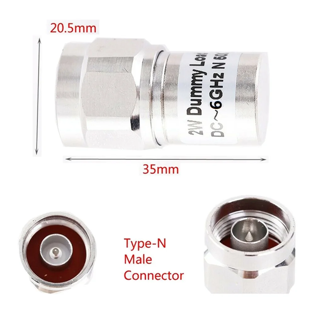 N Type 2W 50 Ohm RF Coaxial Matched Load DC to 6GHz Terminal Adapter with N Male Connector for Broadband Signal Absorption