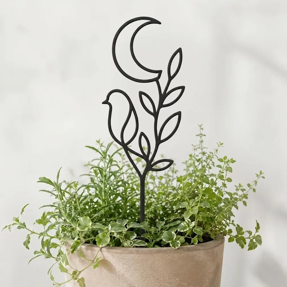 Hollow Out Character Silhouette Plant Stand Moon Bird Abstract Figure Plant Climbing Trellis Abstract Line Weather Resistance