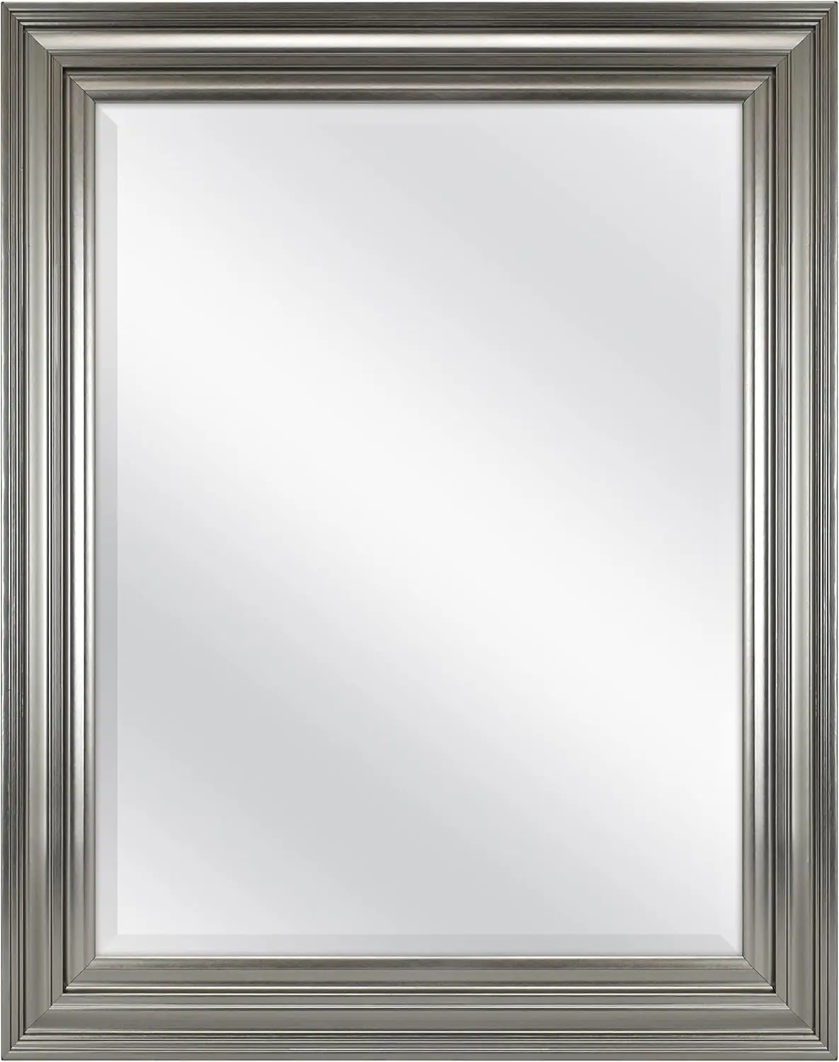 

Large Beveled Wall Mirror in Brushed Nickel, Perfect for Bathroom Bedroom Living Room Decor