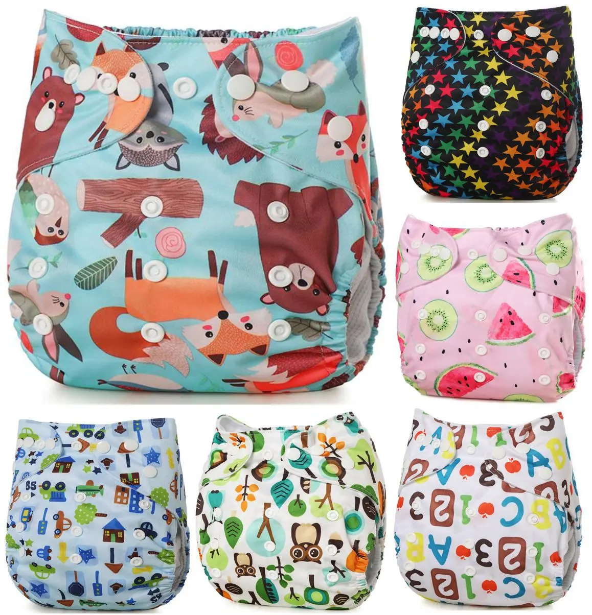 9pcs Baby Cloth Diaper Reusable Baby Nappy Standard Hook-loop Reusable Washable Real Cloth Nappy Diaper,9 Diapers Easy To Use