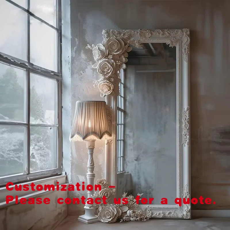 

Customize.French Retro European Wall Mounted Vanity Mirrors Half Body Glass Mirrors Bedroom Dressing Room Modern Design Styl