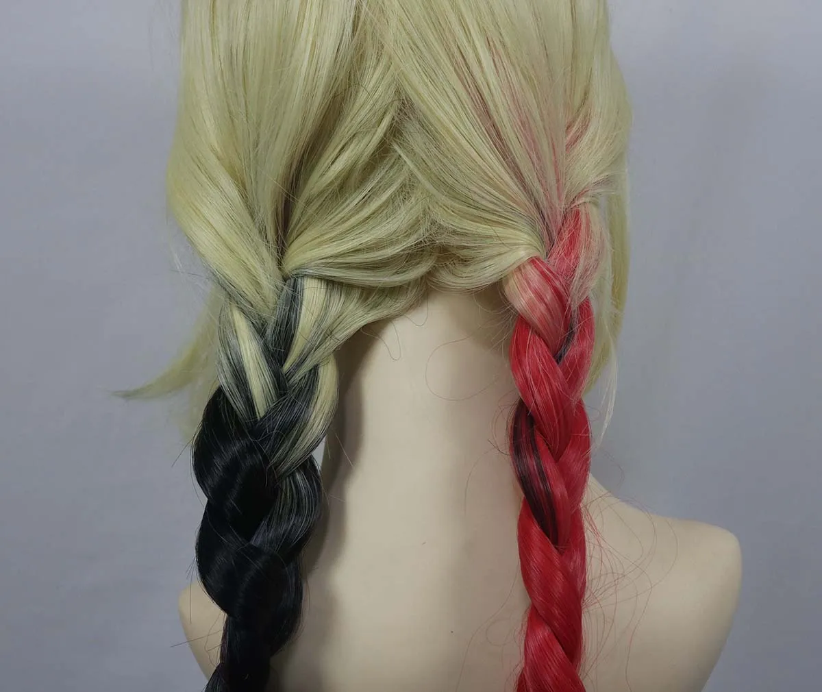 Women Quinn Cosplay Wig Harley 2 Ponytails Styled Red Black Braid Heat Resistant Synthetic Hair view 5